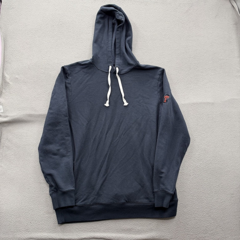 Travis Mathew Hoodie Mens Large Blue Fleece Pullover Sweatshirt Zip Pocket